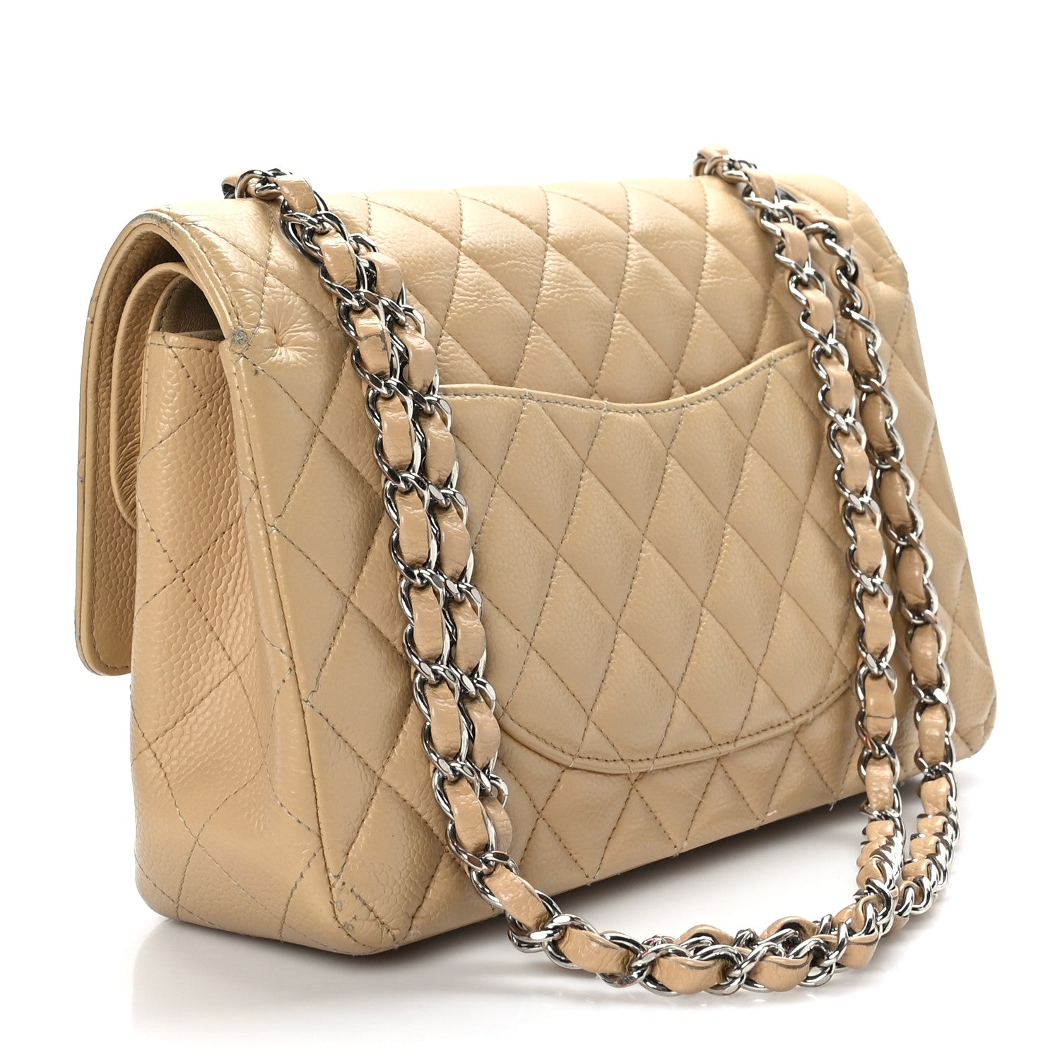 Chanel Caviar Quilted Medium Double Flap Beige 2 of 14
