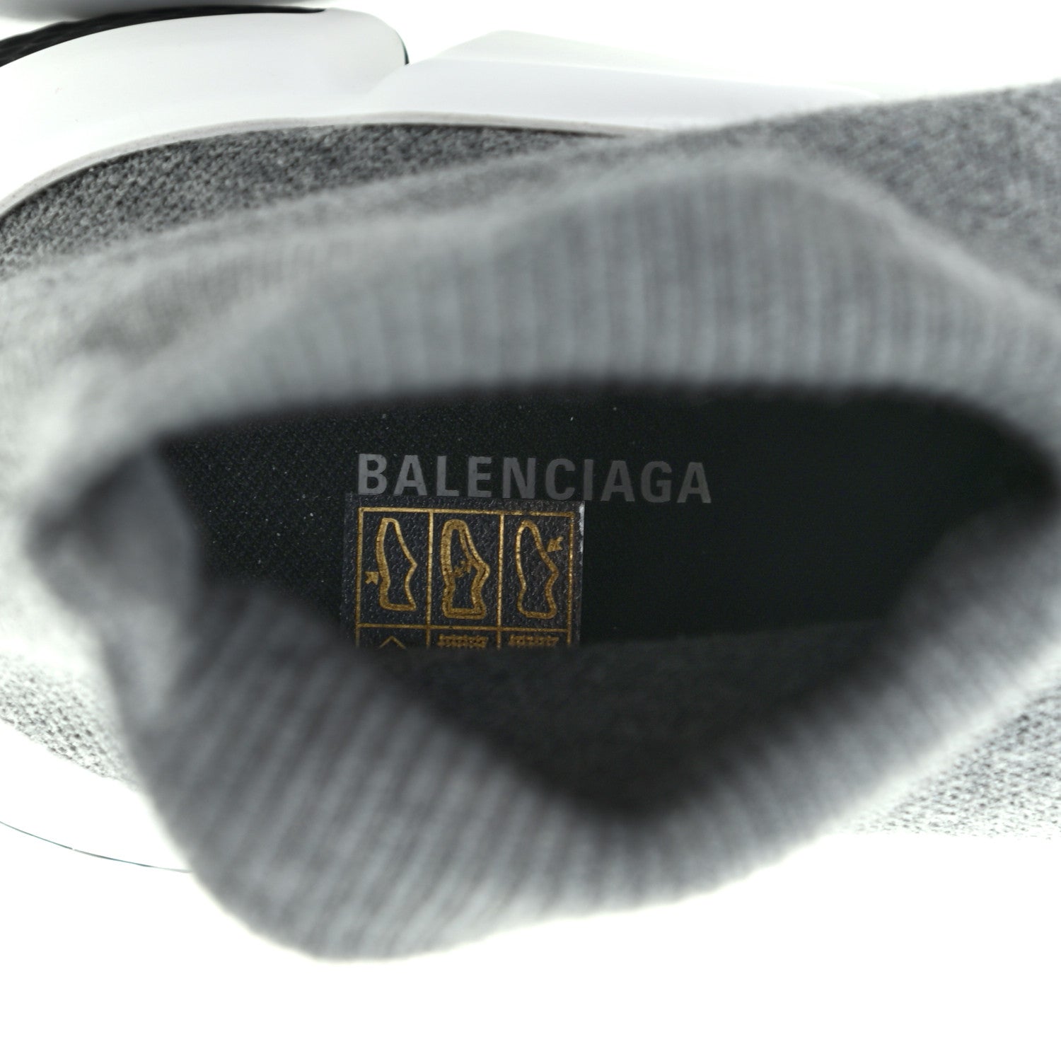 Balenciaga Sweatshirt Knit Bi-Color Sole Womens Speed Sneakers 38 Grey White Black 7 of 8