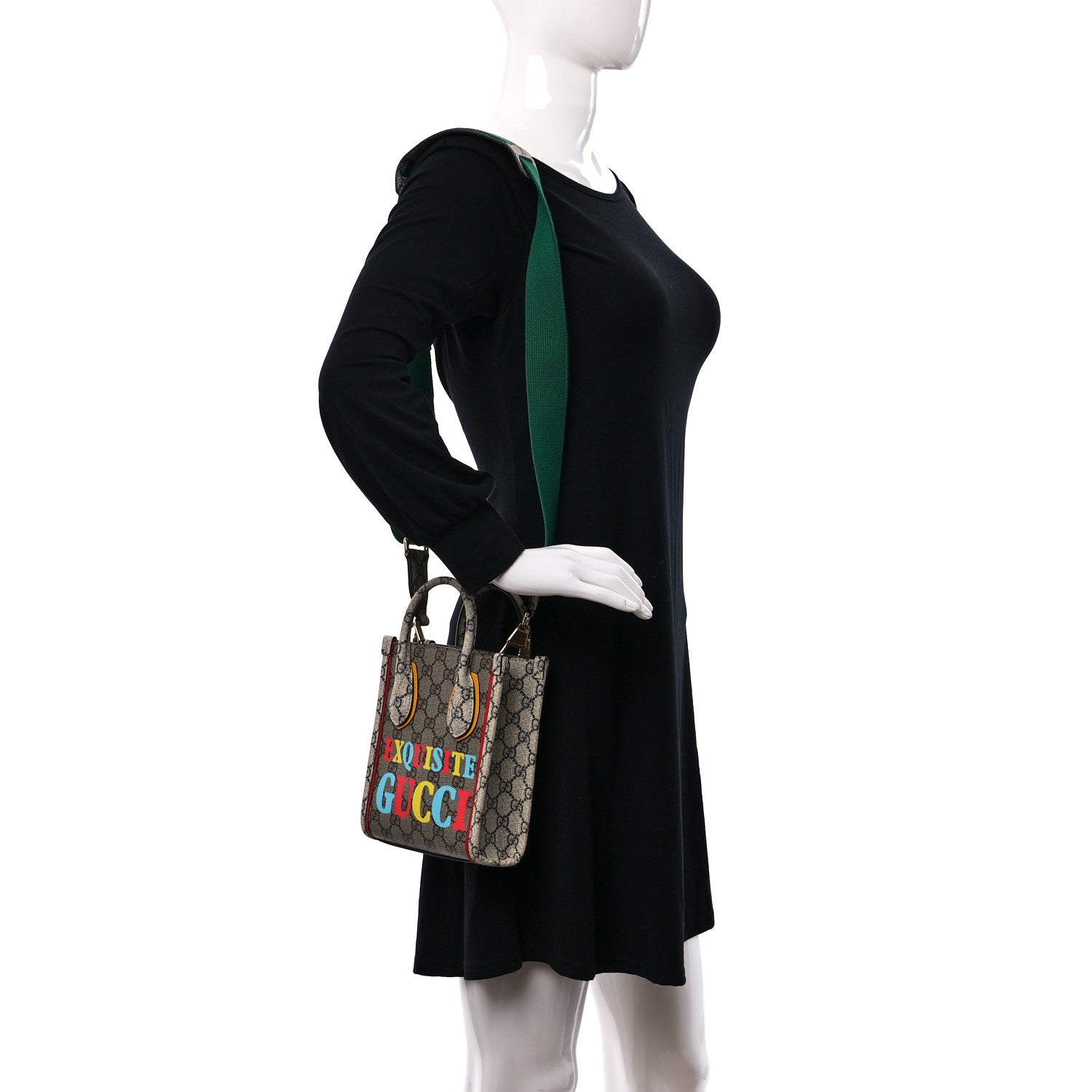 Gucci GG Supreme Monogram Exquisite Mini Vertical Tote Beige Ebony Blue Crop Live Red 2 of 8