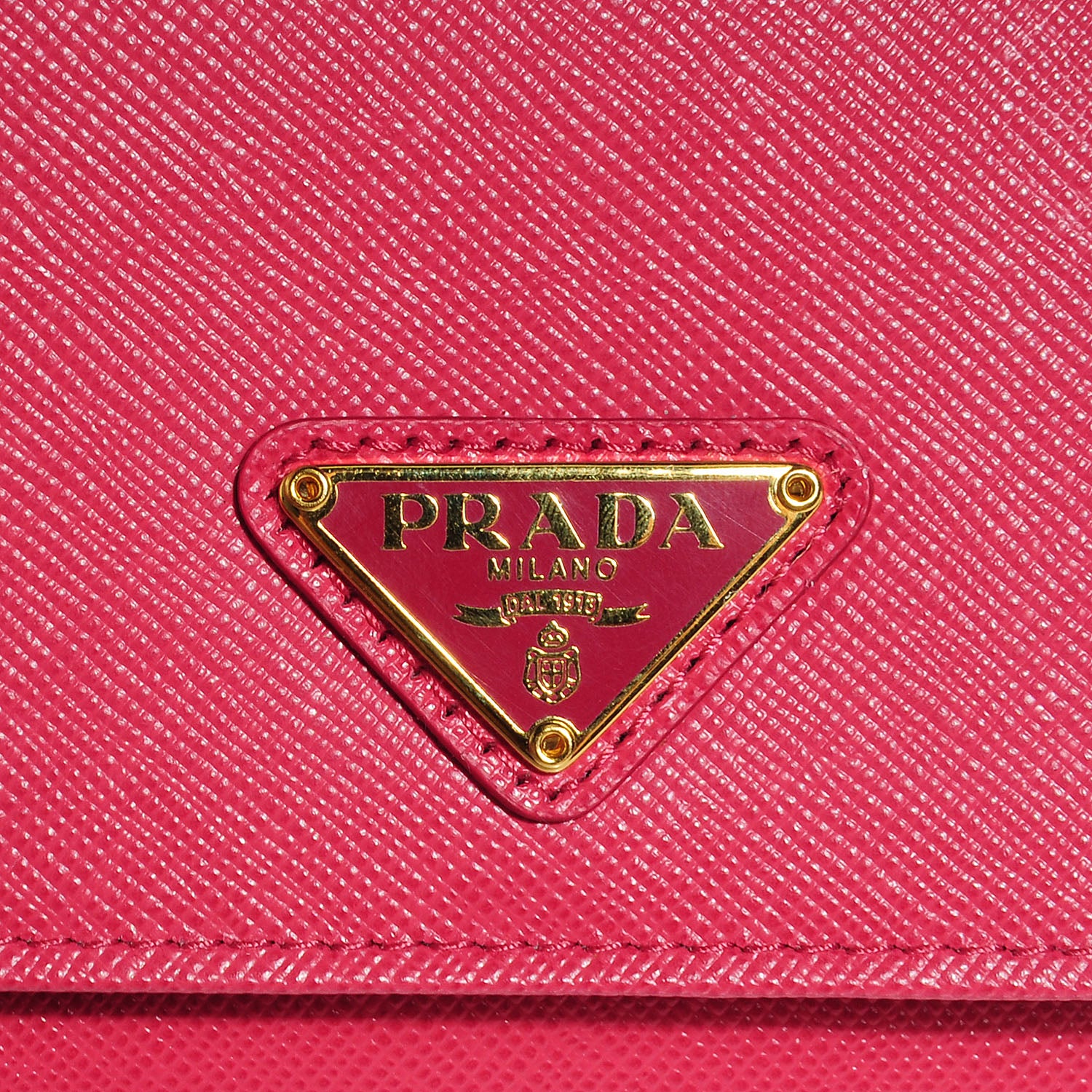 Prada Saffiano Triangle Flap Wallet Peonia 10 of 11