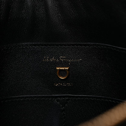Salvatore Ferragamo Calfskin Gancini Trifolio Top Handle Tote Bag Black 5 of 8