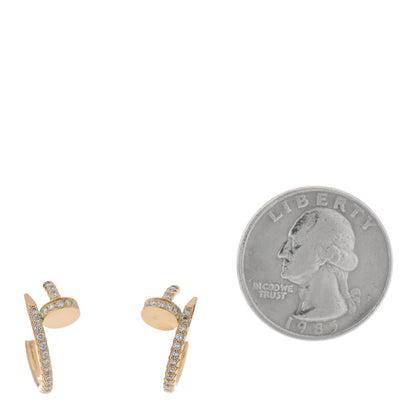 Cartier 18K Yellow Gold Diamond Juste Un Clou Pave Hoop Earrings 2 of 4