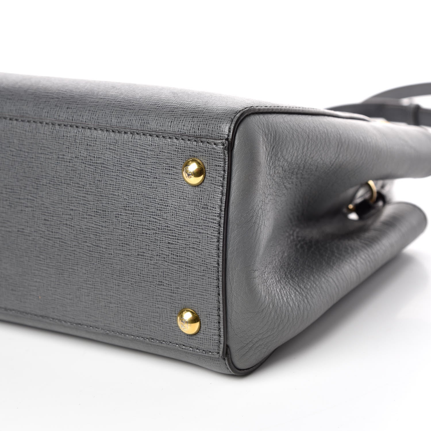 Fendi Vitello Elite Petite 2Jours Tote Grigio Grigio Chiaro 6 of 9
