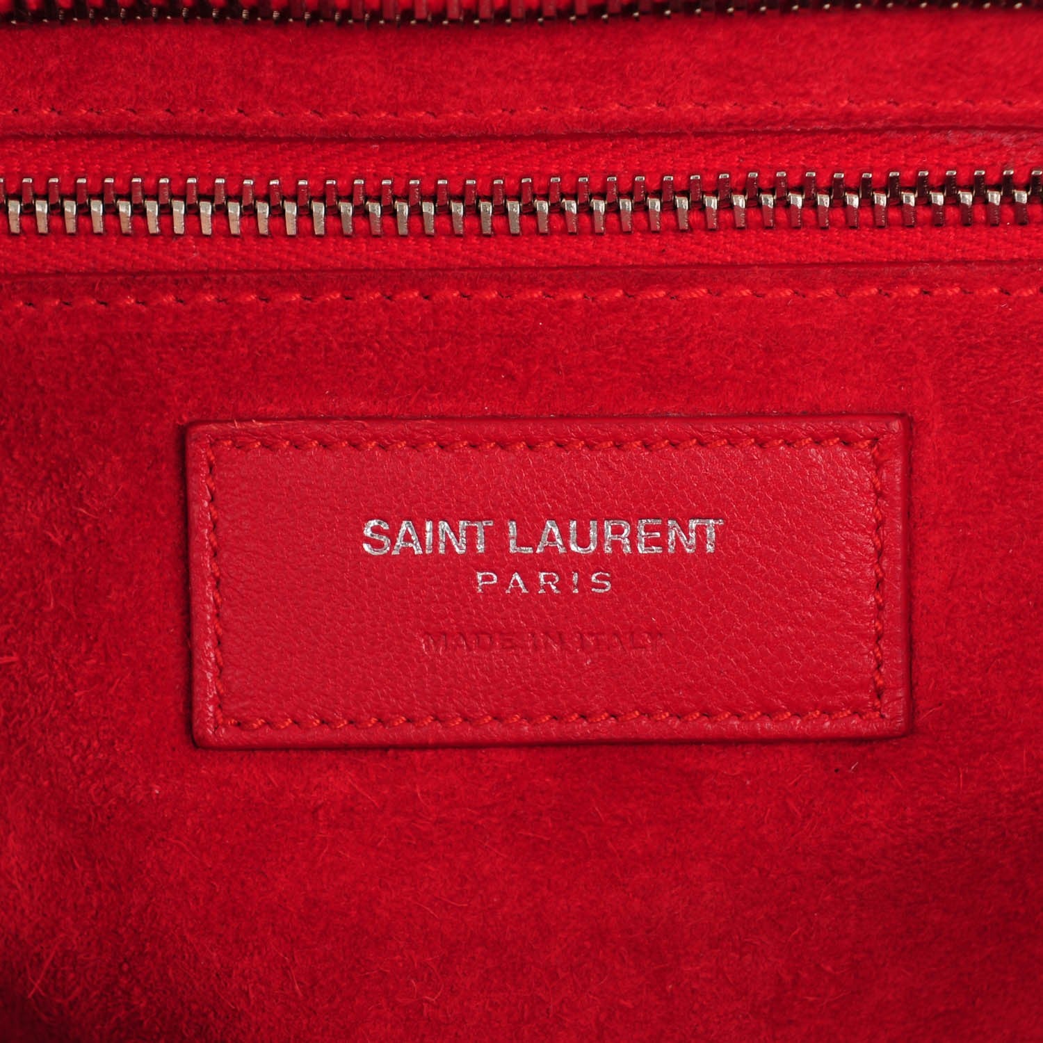 Saint Laurent Calfskin Crocodile Embossed Medium Cabas Rive Gauche Red 6 of 10