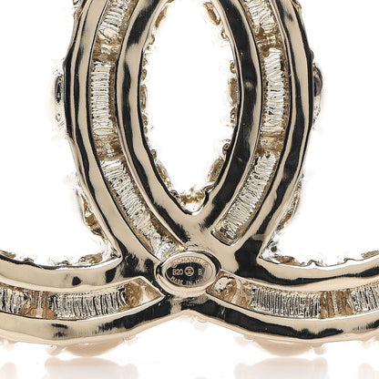 Chanel Crystal Pearl CC Dazzling Domino Brooch Gold 3 of 4