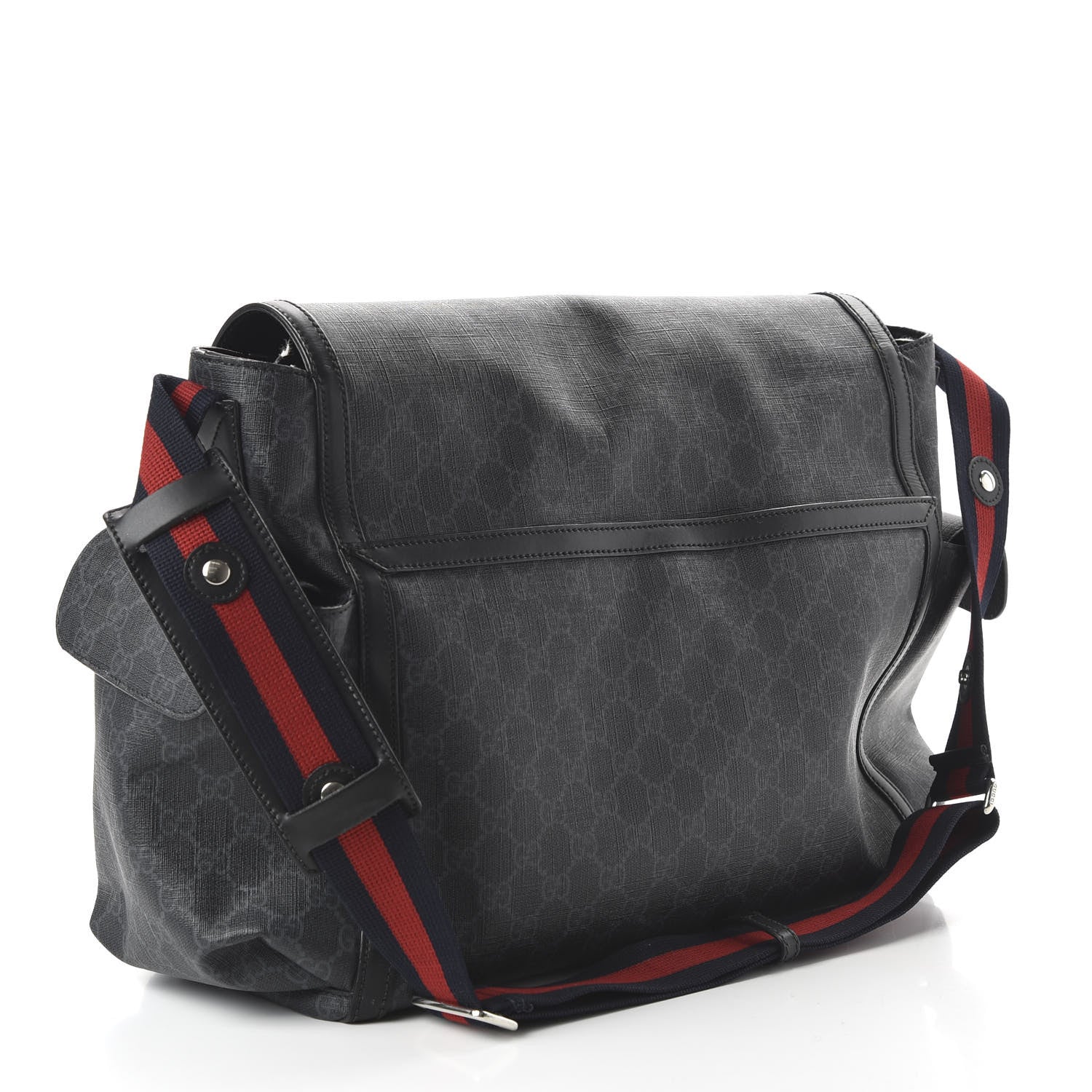 Gucci GG Supreme Monogram Web Messenger Diaper Bag Black Grey 3 of 17