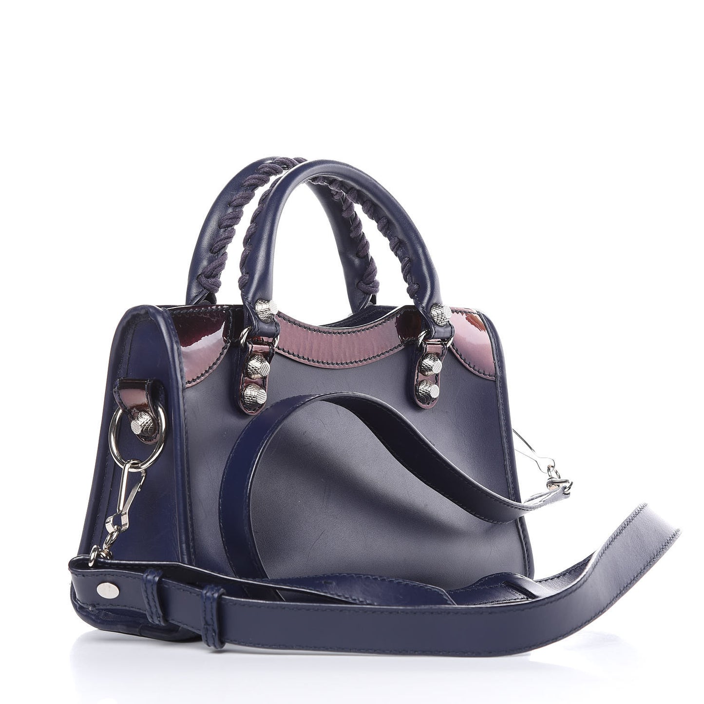 Smooth Calfskin Metallic Patent Giant 12 Silver Hardware Mini City Ultraviolet