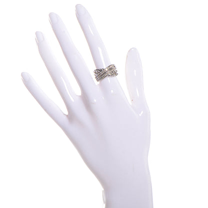 David Yurman Sterling Silver Pave Diamond 11mm Crossover Cable Ring 6.5 2 of 5