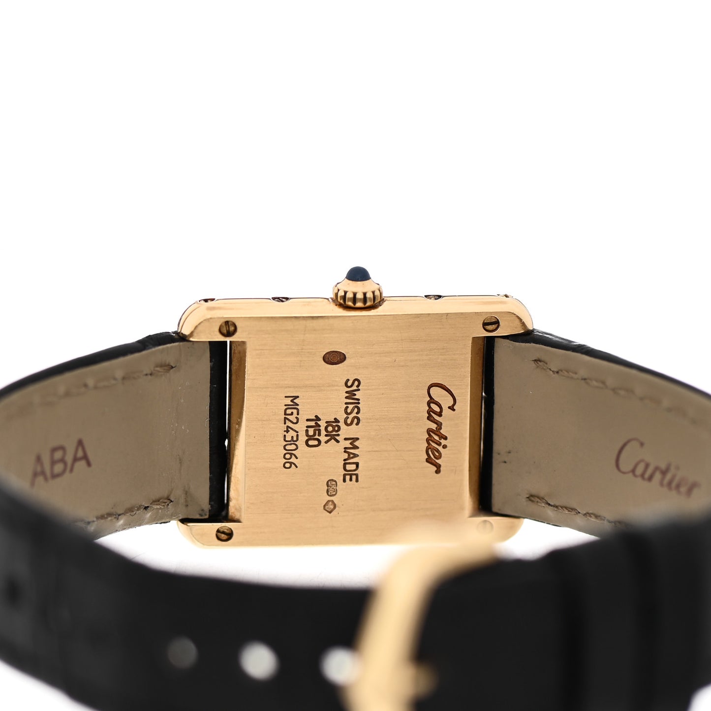 18K Yellow Gold Alligator 20mm Tank Louis Quartz Watch