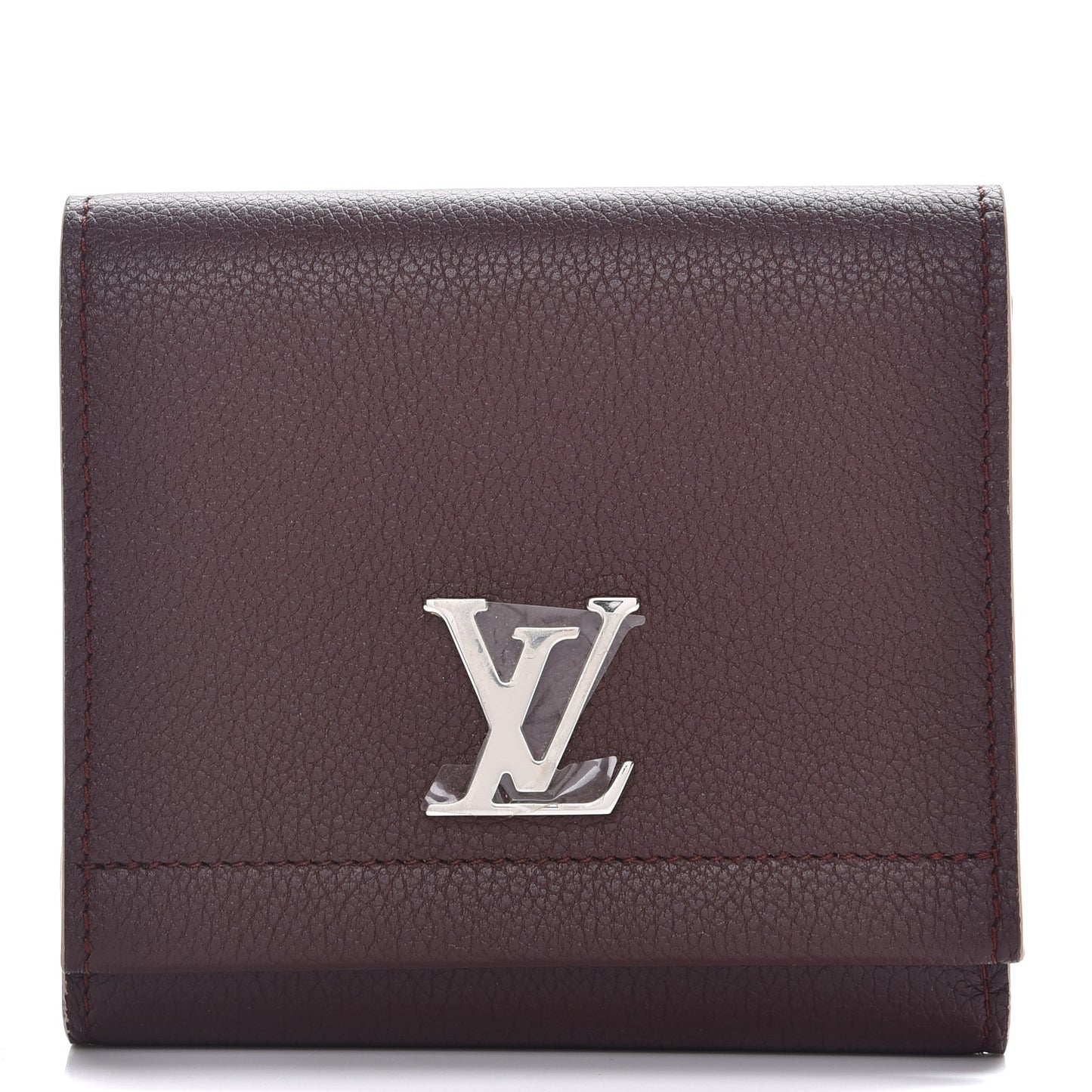 Calfskin LockMe II Compact Wallet Prune