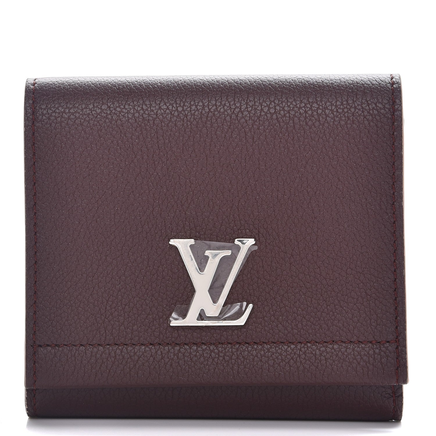 Louis Vuitton Calfskin LockMe II Compact Wallet Prune 1 of 9