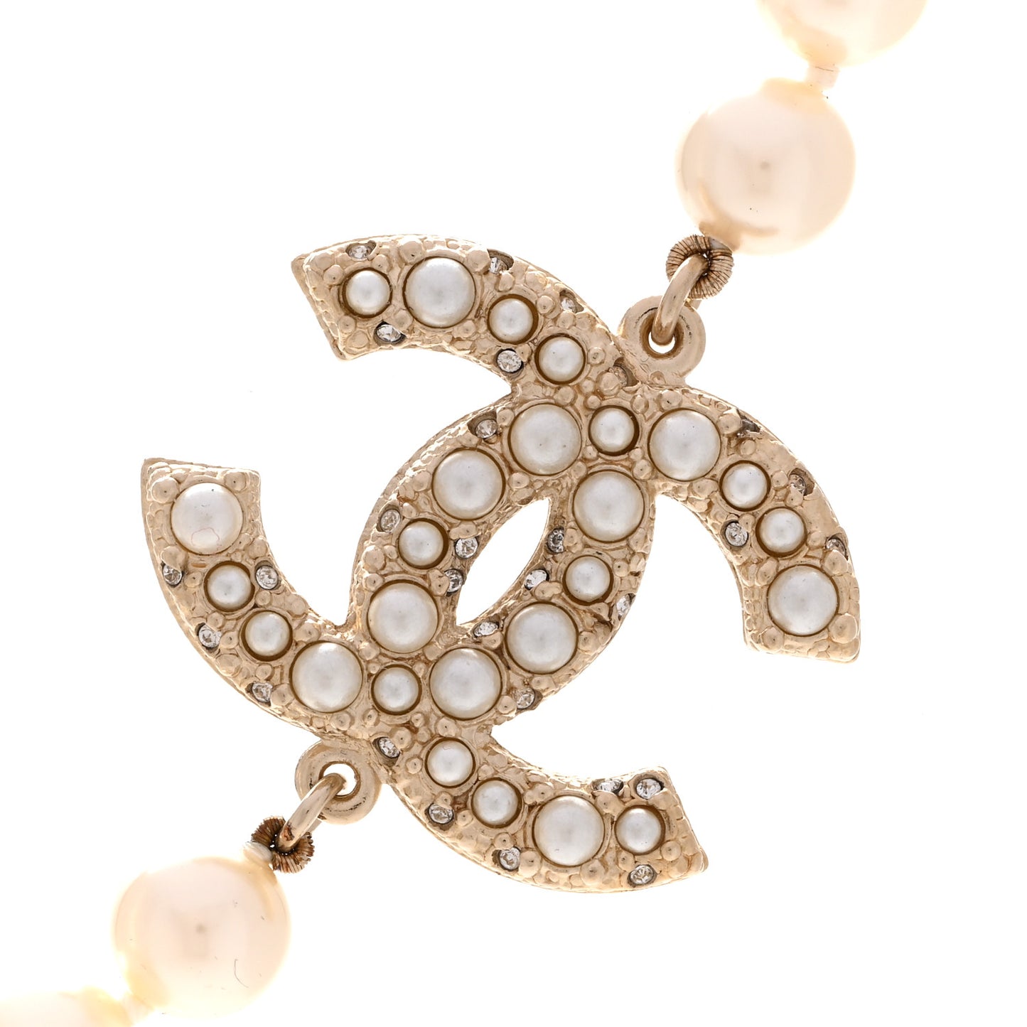 Pearl CC 100th Anniversary Necklace Light Gold