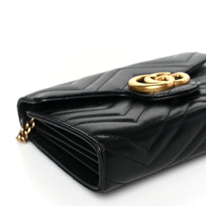 Gucci Calfskin Matelasse GG Marmont Chain Wallet Black 8 of 10