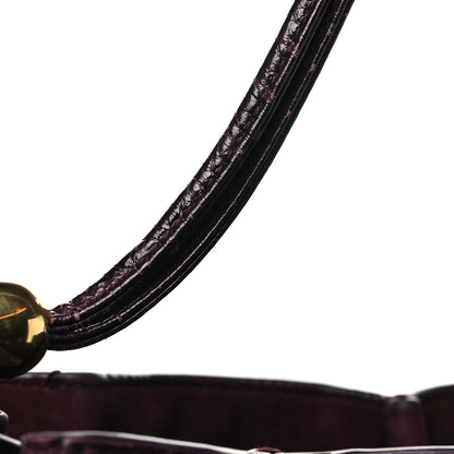 Salvatore Ferragamo Calfskin Crocodile Embossed Bucket Bag Bordeaux 12 of 14