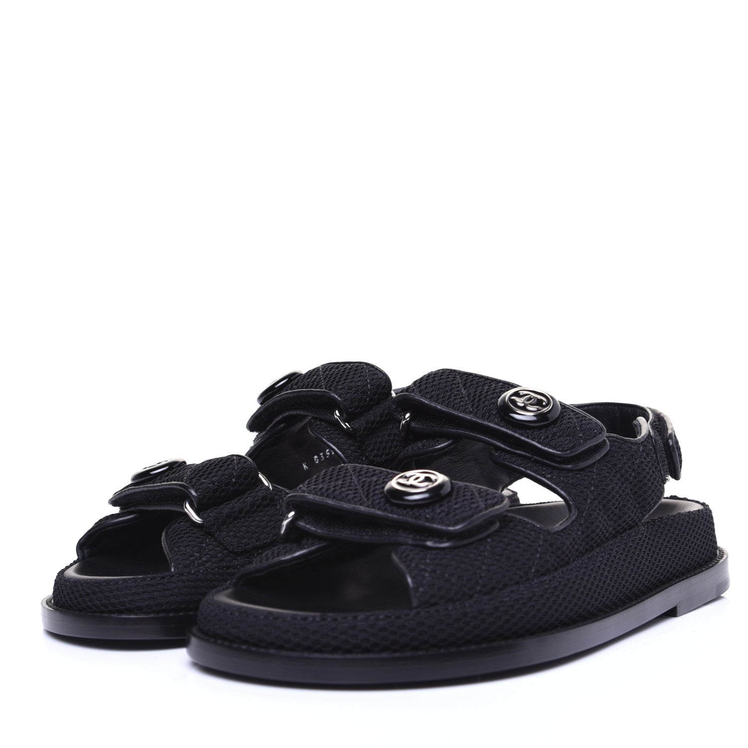 Chanel Fabric Velcro Dad Sandals 35.5 Black 4 of 12