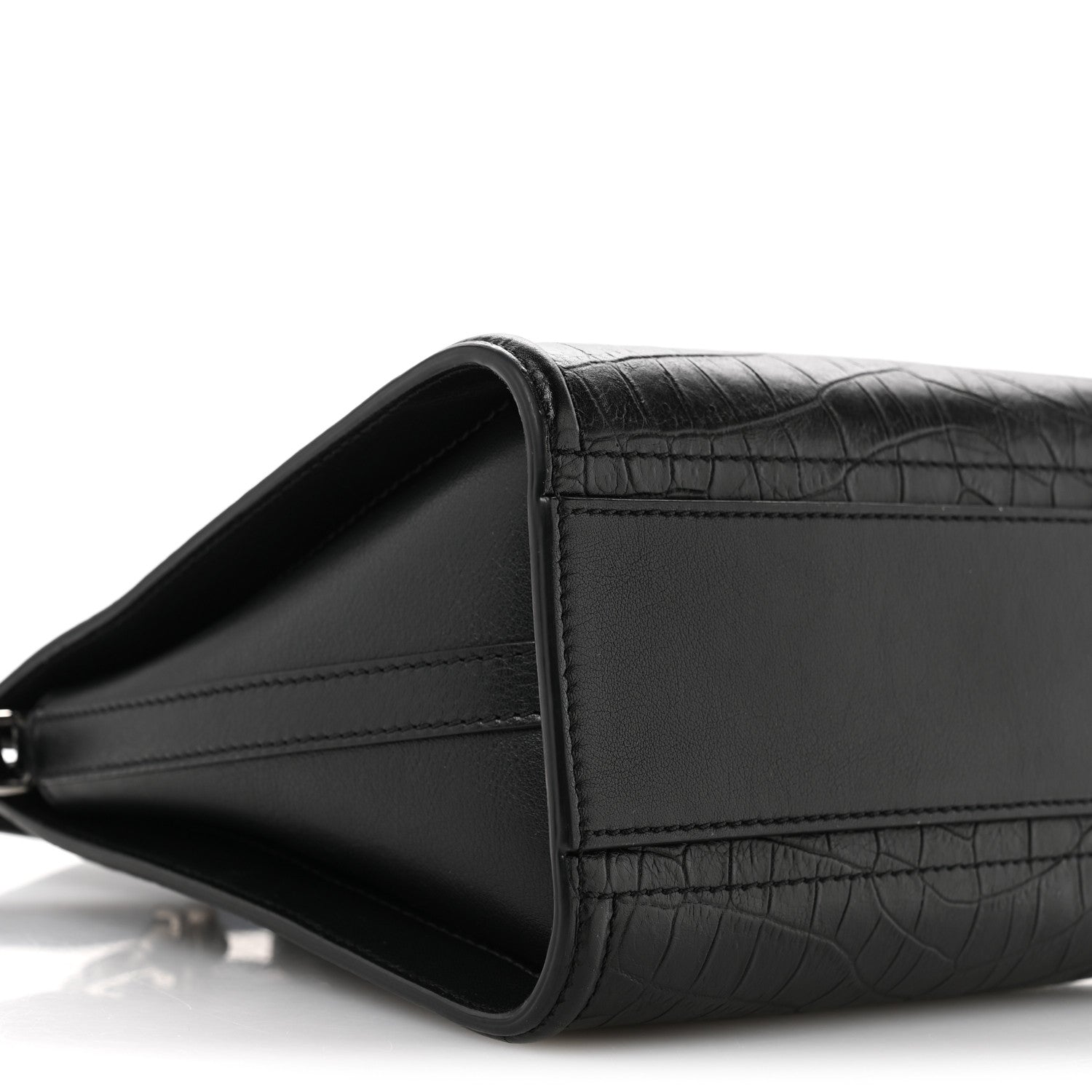 Alexander McQueen Crocodile Embossed Calfskin The Short Story Shoulder Bag Black 9 of 12