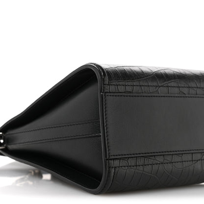 Alexander McQueen Crocodile Embossed Calfskin The Short Story Shoulder Bag Black 9 of 12