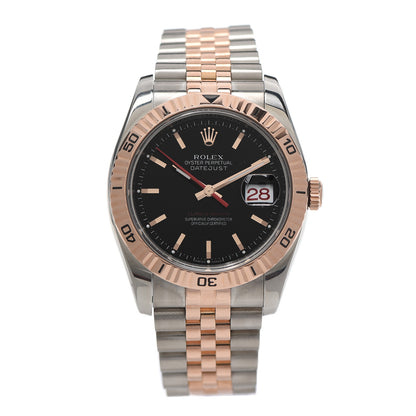 Rolex Stainless Steel 18K Everose Gold 36mm Oyster Perpetual Datejust Turn-O-Graph Watch Black 116261 1 of 5