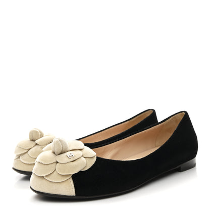 Chanel Velvet Camellia Ballerina Flats 36.5 Black 4 of 9