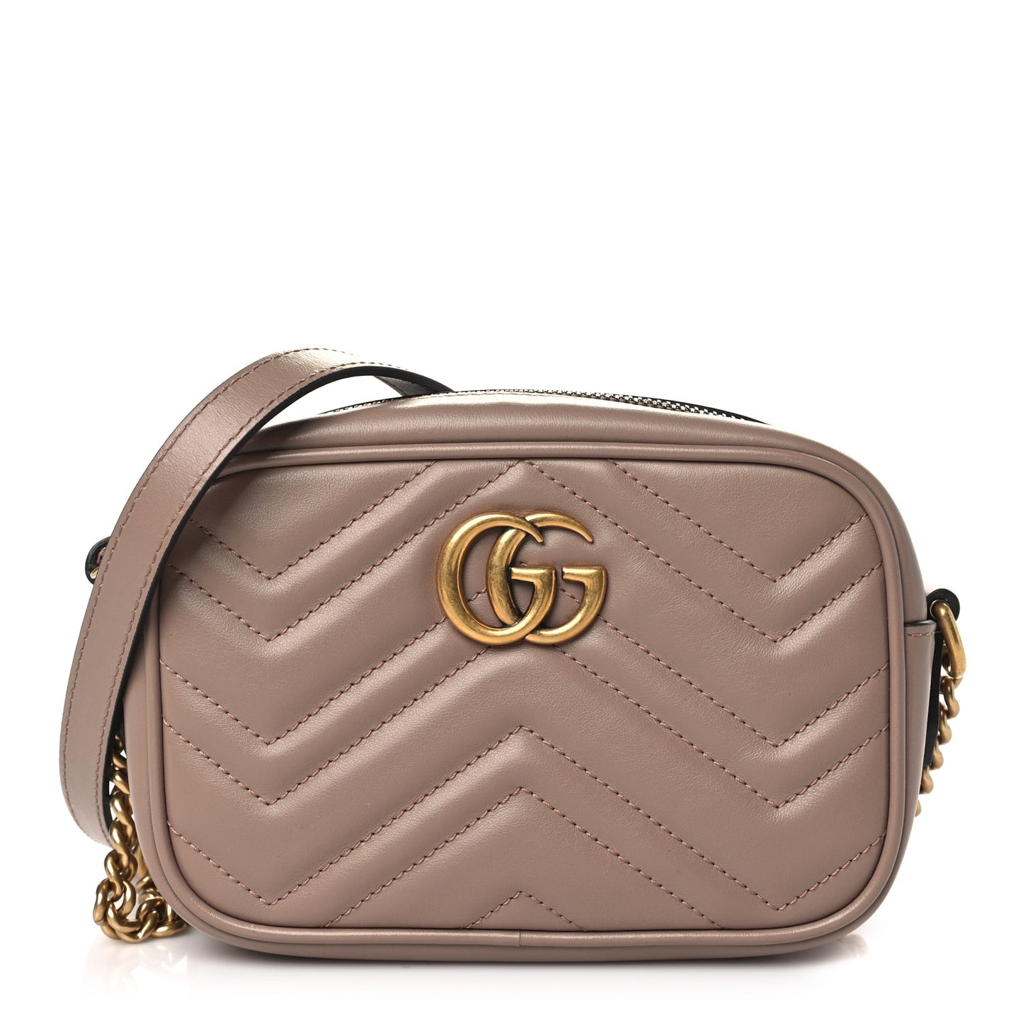 Calfskin Matelasse Mini GG Marmont Chain Shoulder Bag Porcelain Rose