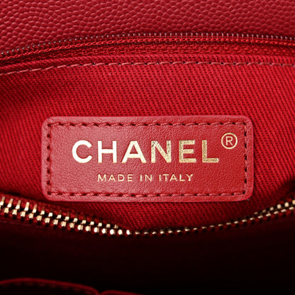 Chanel Caviar Lizard Embossed Chevron Quilted Small Coco Handle Flap Red 6 of 11
