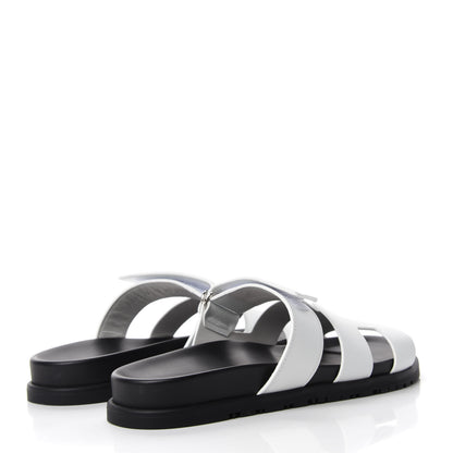 Hermes Calfskin Womens Chypre Sandals 40 White 4 of 9