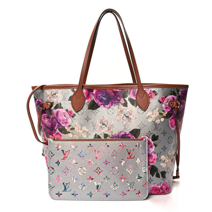 Louis Vuitton Metallic Monogram LV Garden Neverfull MM Silver 3 of 10