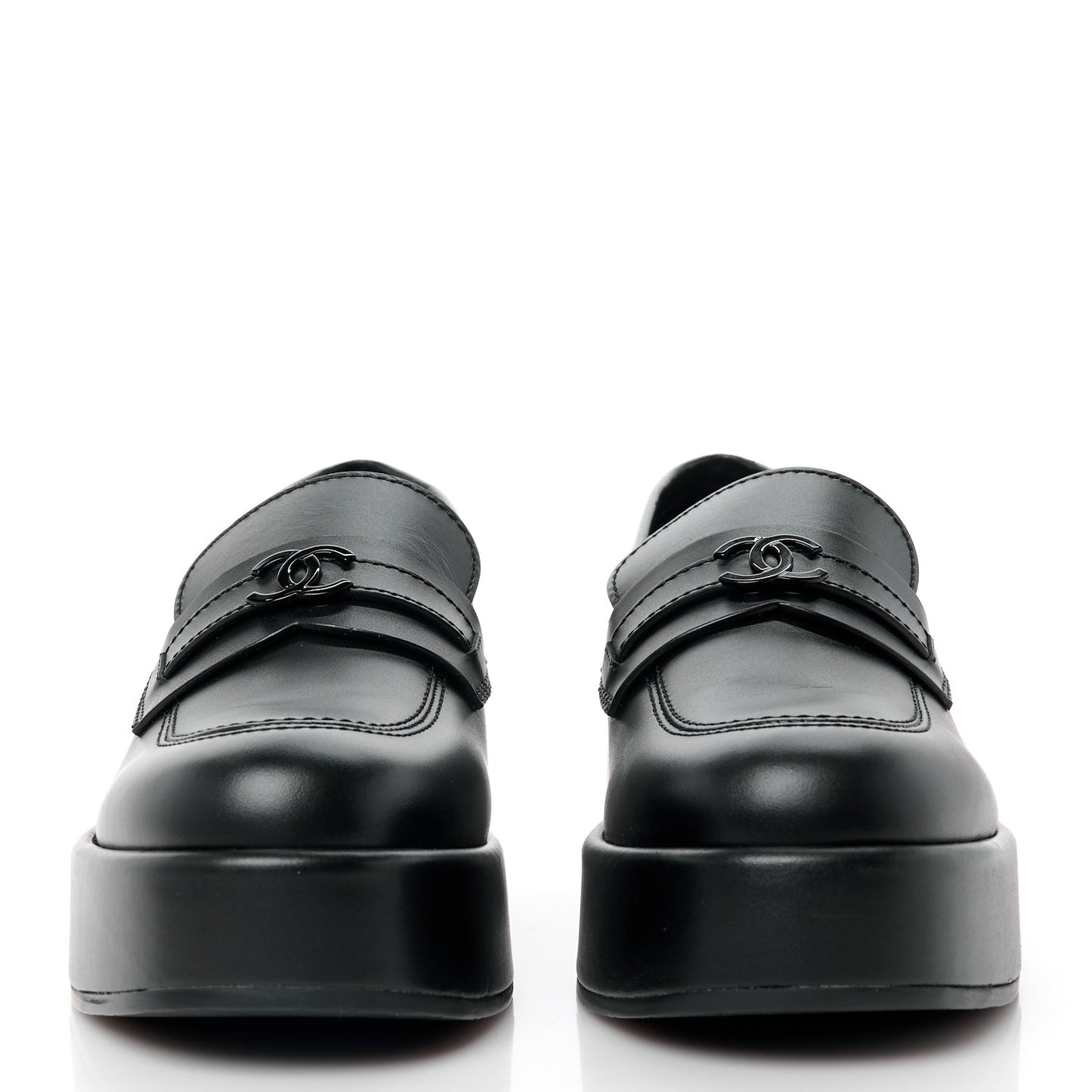 Calfskin CC Platform Loafers 38 Black