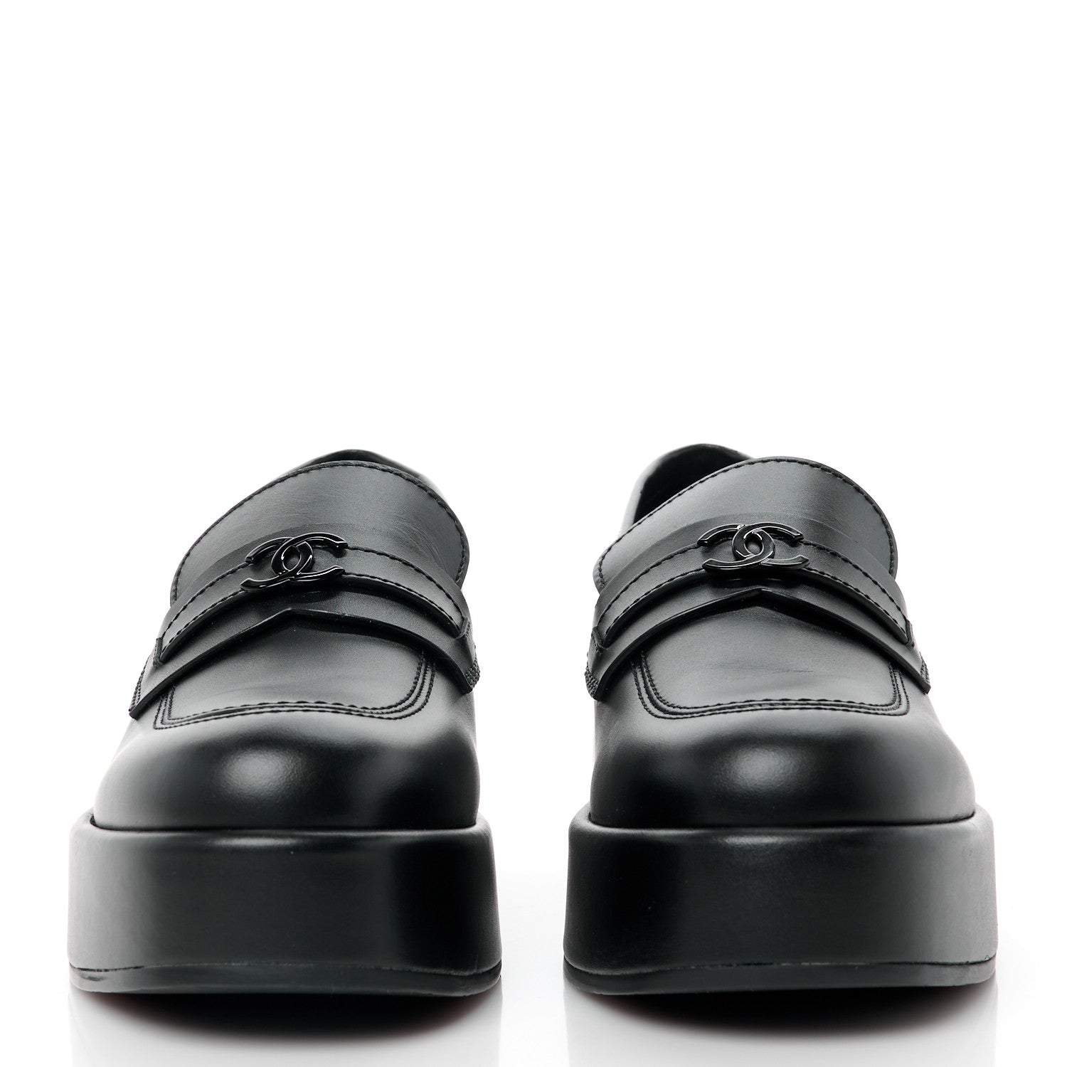 Chanel Calfskin CC Platform Loafers 38 Black 2 of 10