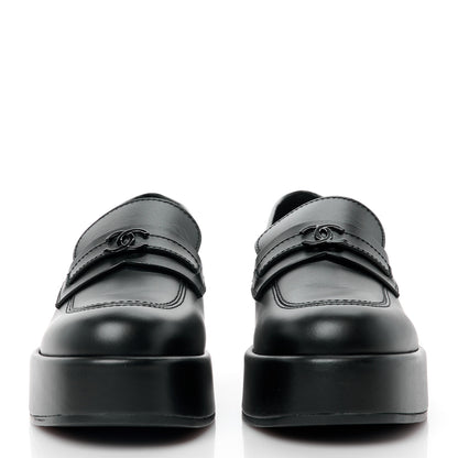Chanel Calfskin CC Platform Loafers 38 Black 2 of 10