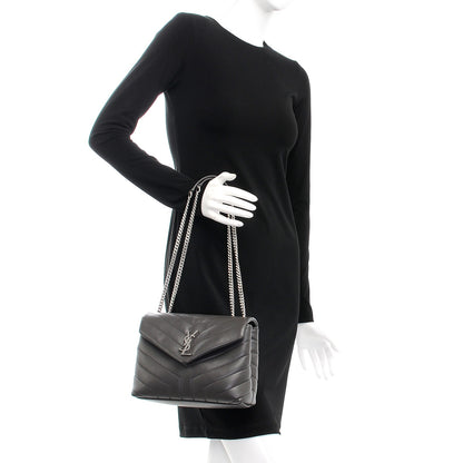 Saint Laurent Calfskin Y Quilted Monogram Small Loulou Chain Satchel Earth 2 of 7