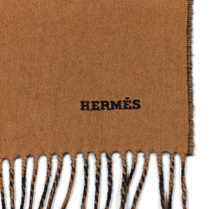 Hermes Cashmere Fringe Double Face Scarf Marine Bronze 4 of 5