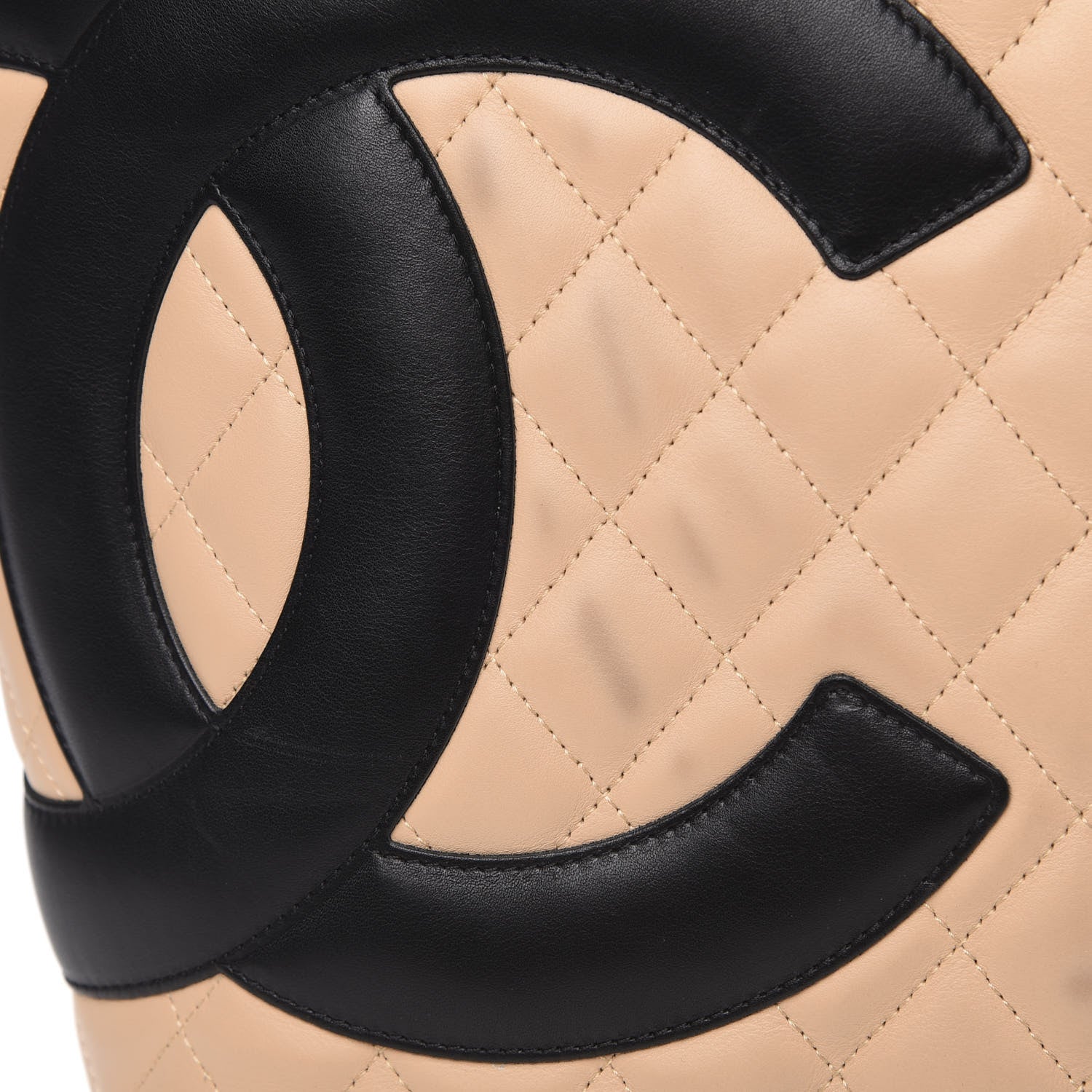 Chanel Calfskin Quilted Large Cambon Tote Beige Black 15 of 15
