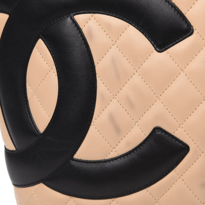 Chanel Calfskin Quilted Large Cambon Tote Beige Black 15 of 15