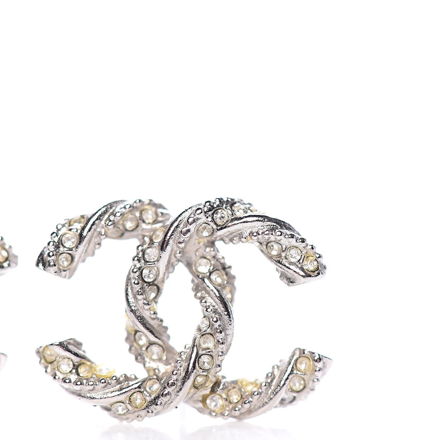 Crystal CC Twisted Earrings Silver
