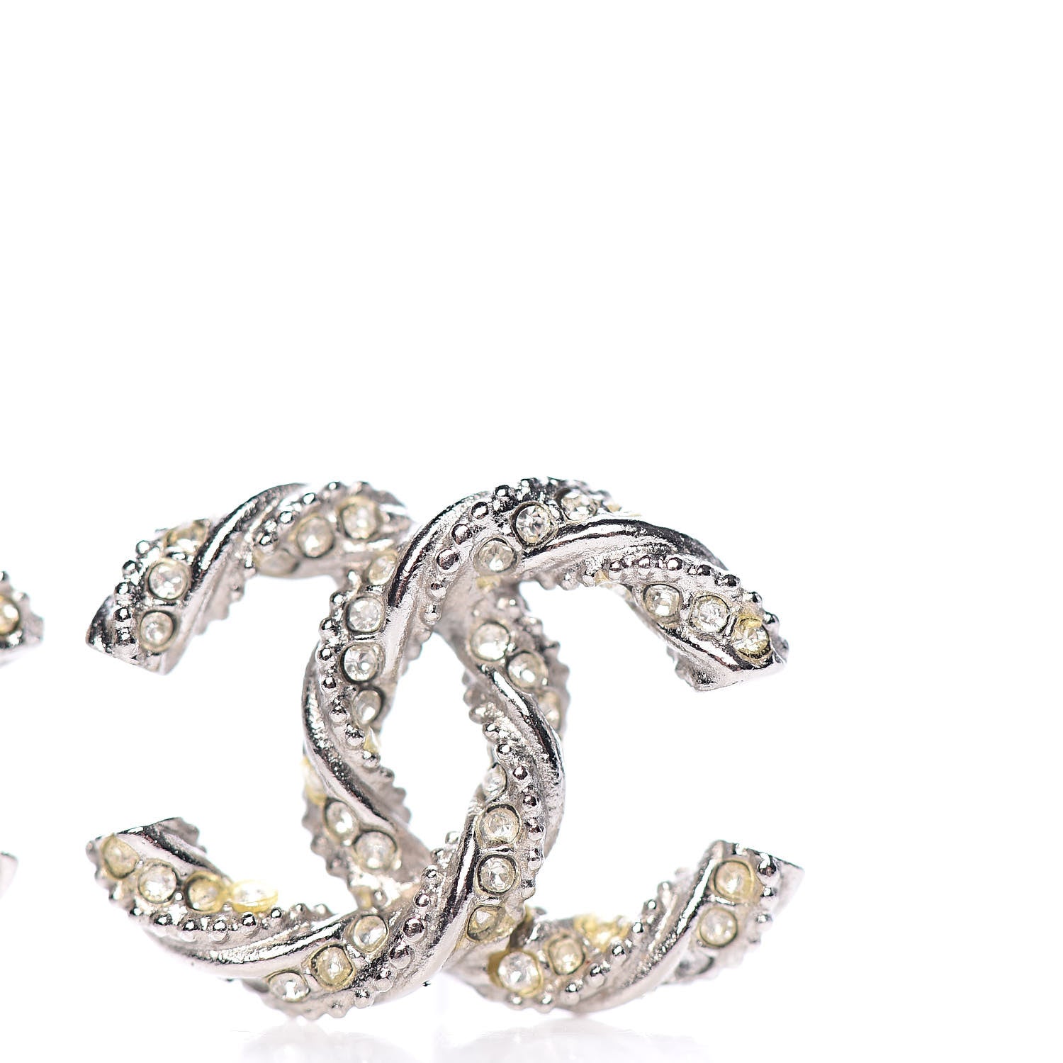Chanel Crystal CC Twisted Earrings Silver 6 of 7