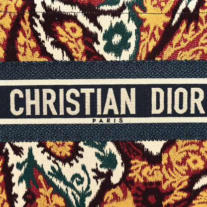 Christian Dior Canvas Embroidered Paisley Medium Book Tote Blue Multicolor 8 of 11
