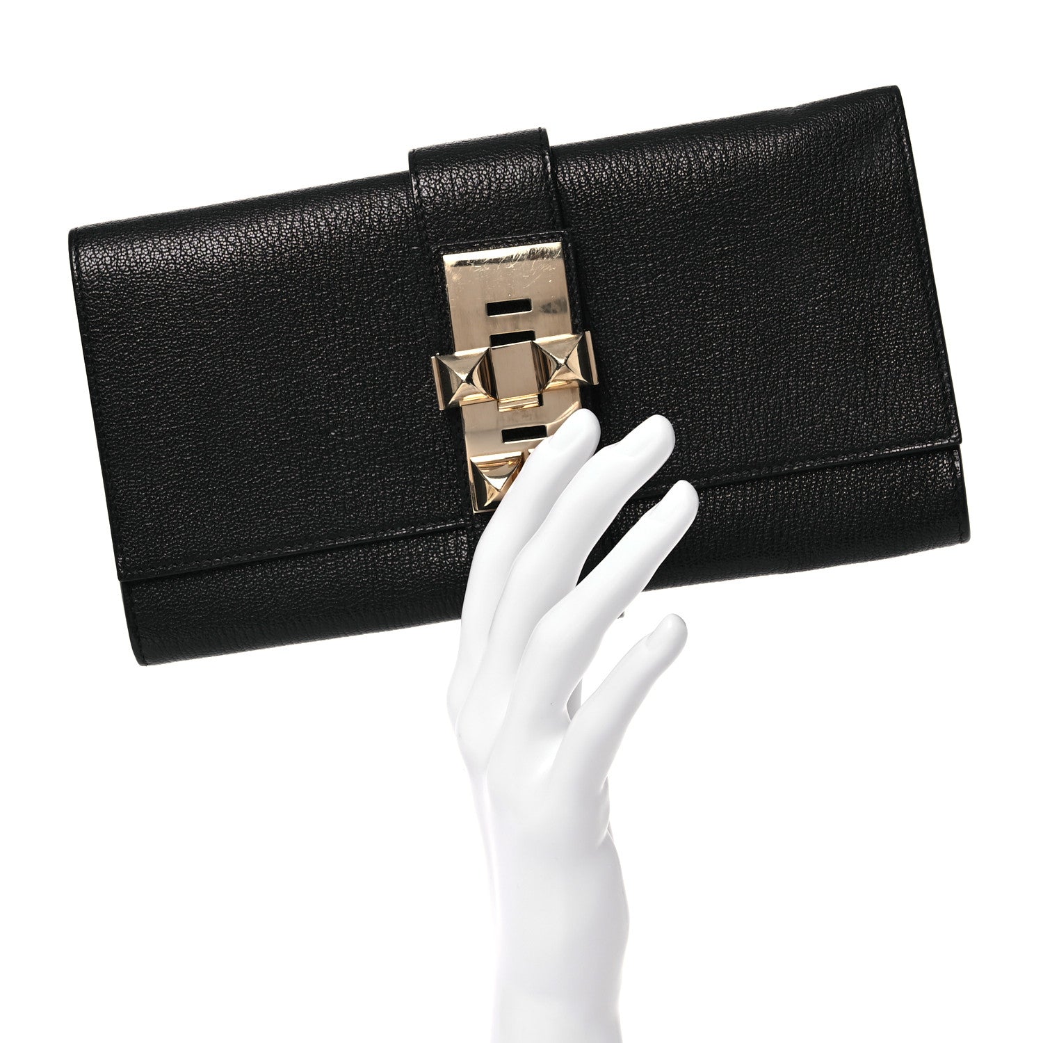 Hermes Chevre Mysore Medor 23 Clutch Black 2 of 14