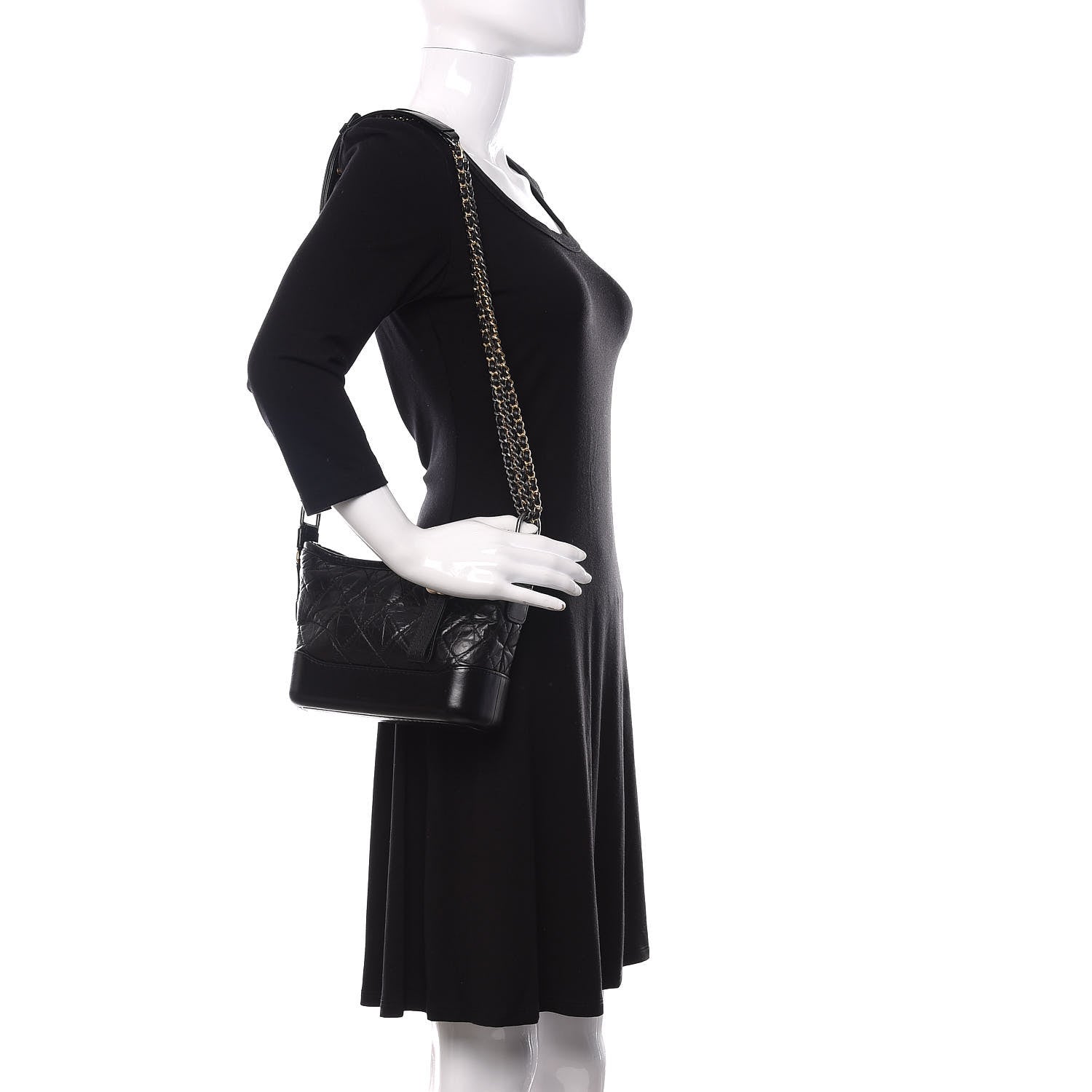 Chanel Aged Calfskin Quilted Small Gabrielle Hobo Black 2 of 10