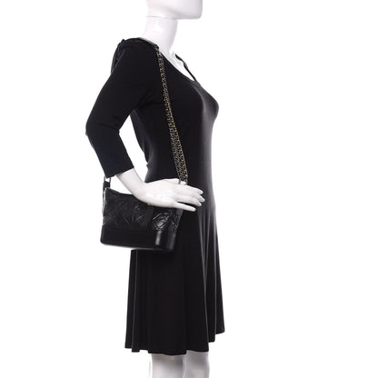 Chanel Aged Calfskin Quilted Small Gabrielle Hobo Black 2 of 10