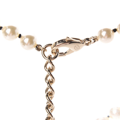 Chanel Lambskin Pearl Crystal CC Short Necklace Gold 3 of 3