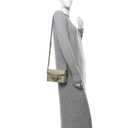 Gucci GG Supreme Monogram Textured Dollar Calfskin Mini Horsebit 1955 Shoulder Bag Beige Mystic White Oatmeal 2 of 12