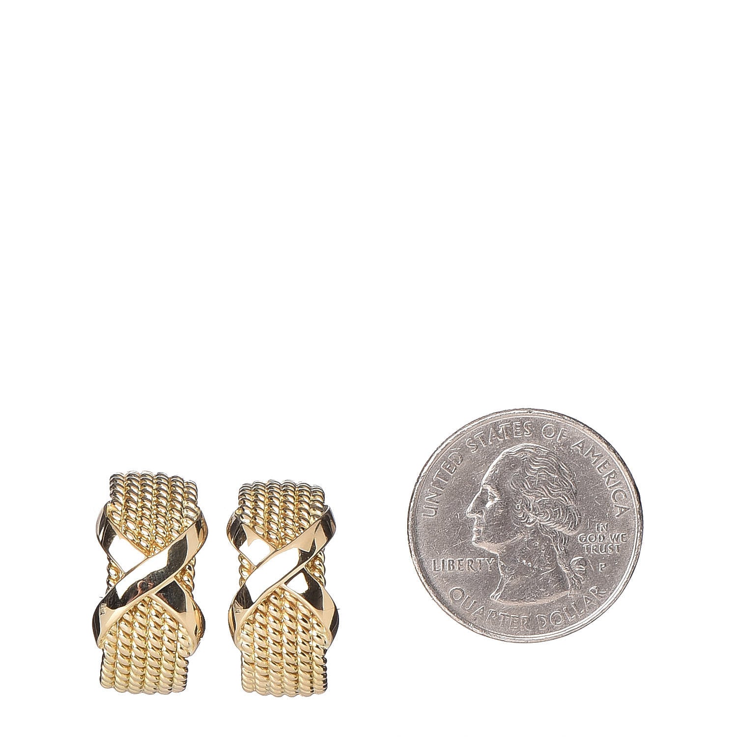 Tiffany 18K Yellow Gold Schlumberger Rope Six-Row Clip-On Earrings 2 of 5