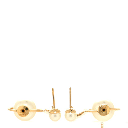 Christian Dior Pearl Tribales Dangle Chain Earrings Gold 3 of 4