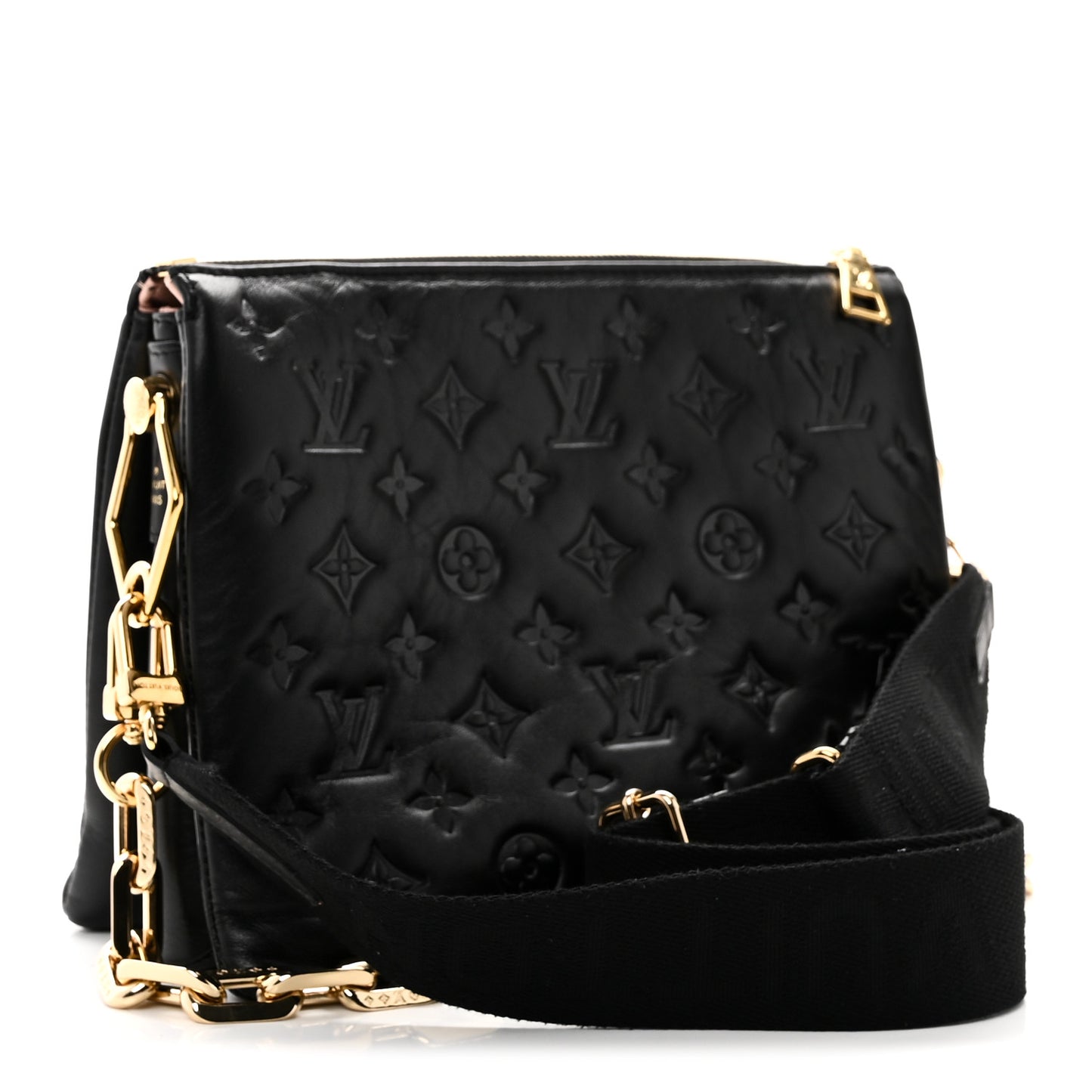 Lambskin Embossed Monogram Coussin PM Black