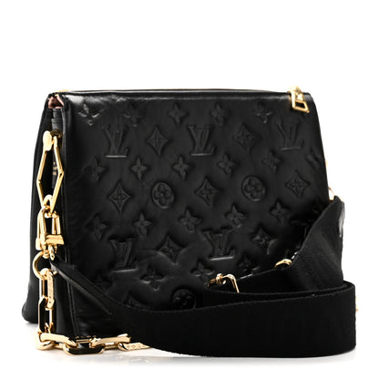 Louis Vuitton Lambskin Embossed Monogram Coussin PM Black 3 of 9