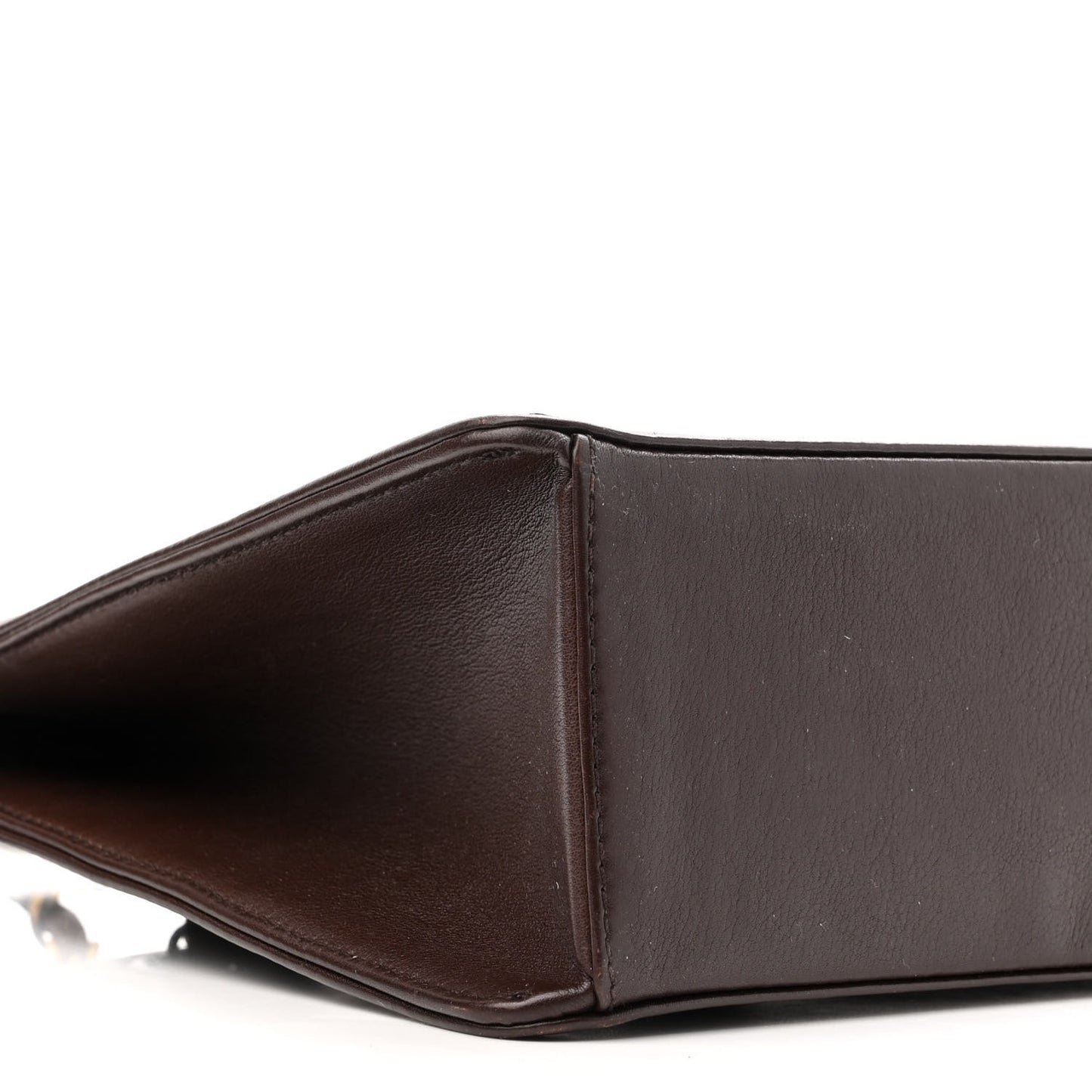 Lambskin CC Top Handle Bag Dark Brown