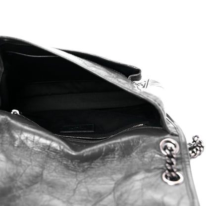 Saint Laurent Crinkled Calfskin Matelasse Monogram Medium Niki Chain Satchel Storm 5 of 10