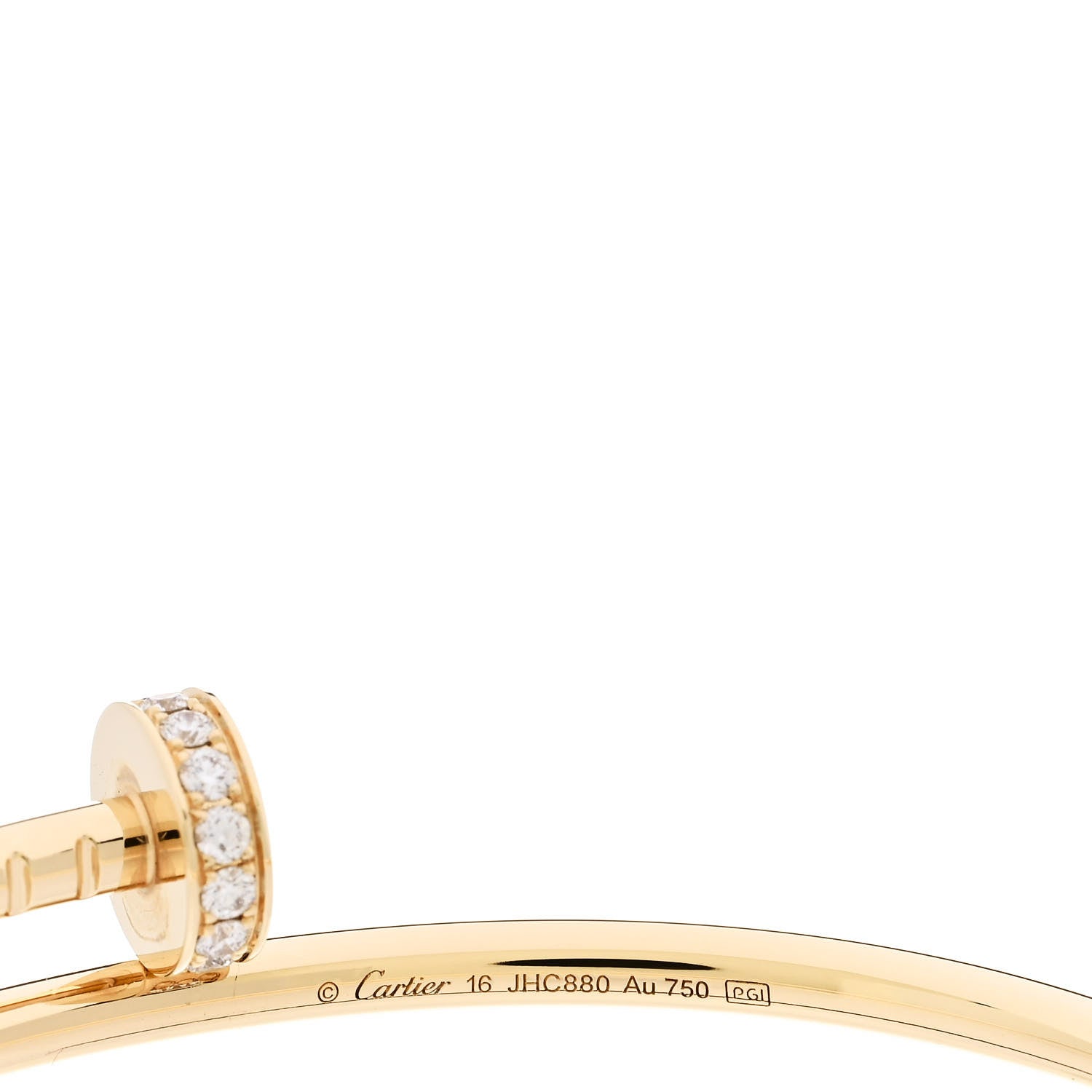 Cartier 18K Yellow Gold Diamond Small Juste Un Clou Bracelet 16 3 of 3