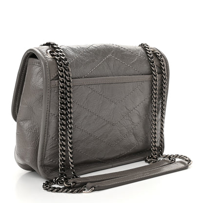 Saint Laurent Crinkled Calfskin Matelasse Monogram Baby Niki Chain Satchel Storm 3 of 9